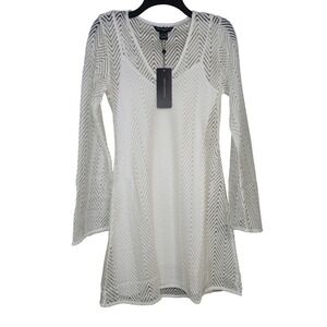 French Connection White Knit Dress Bell Sleeve Wedding Party Size 6 NWT